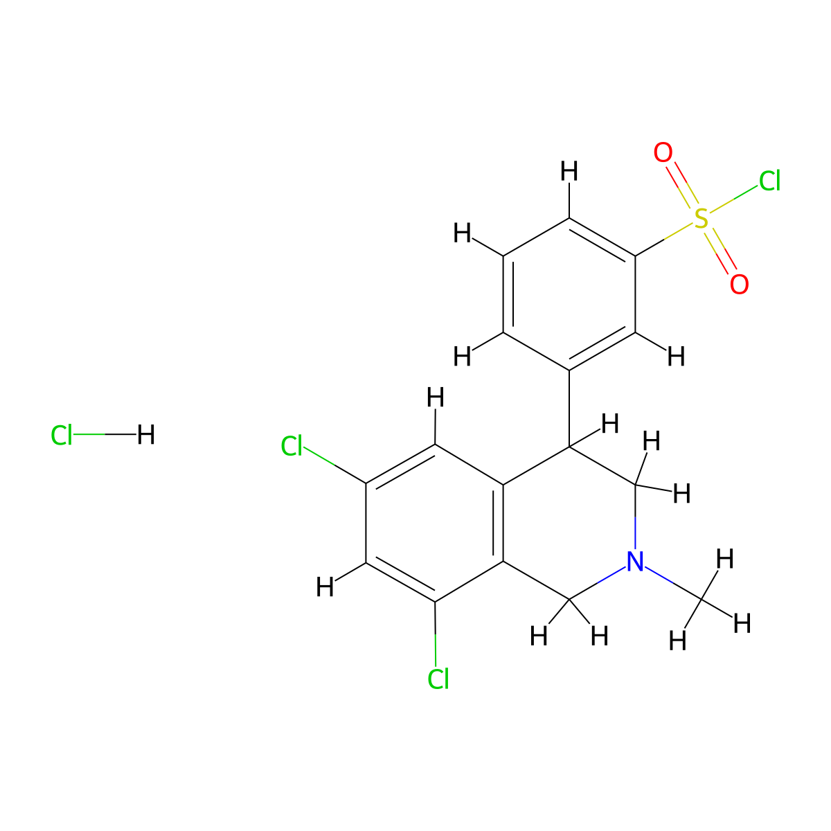 3-(6,8-Dichloro-2-methyl-1,2,3,4-tetrahydroisoquinolin-4-yl)benzene-1-sulfonyl chloride hydrochloride molecular structure, CAS 1234366-99-4