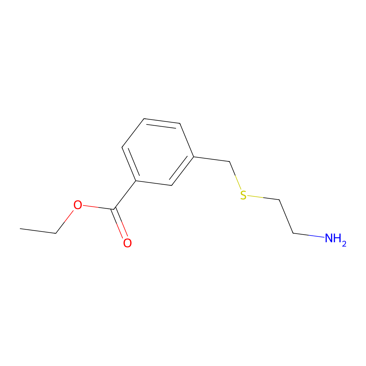 Ethyl 3-{[(2-aminoethyl)sulfanyl]methyl}benzoate molecular structure, CAS 1234381-01-1