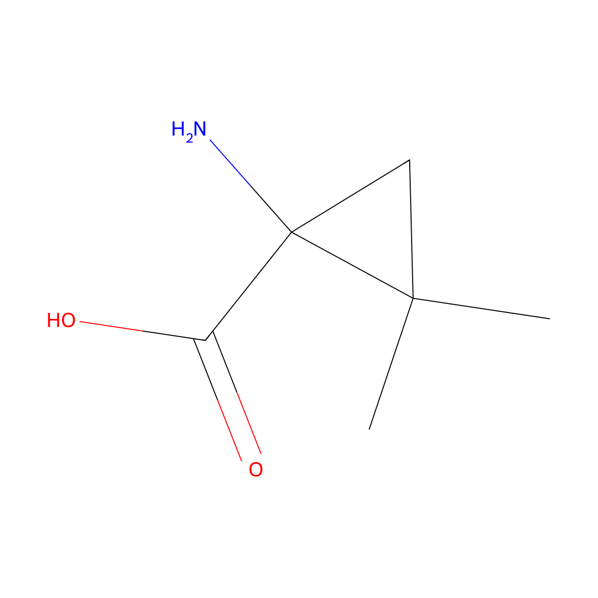 1-Amino-2,2-dimethylcyclopropane-1-carboxylic acid molecular structure, CAS 123445-53-4
