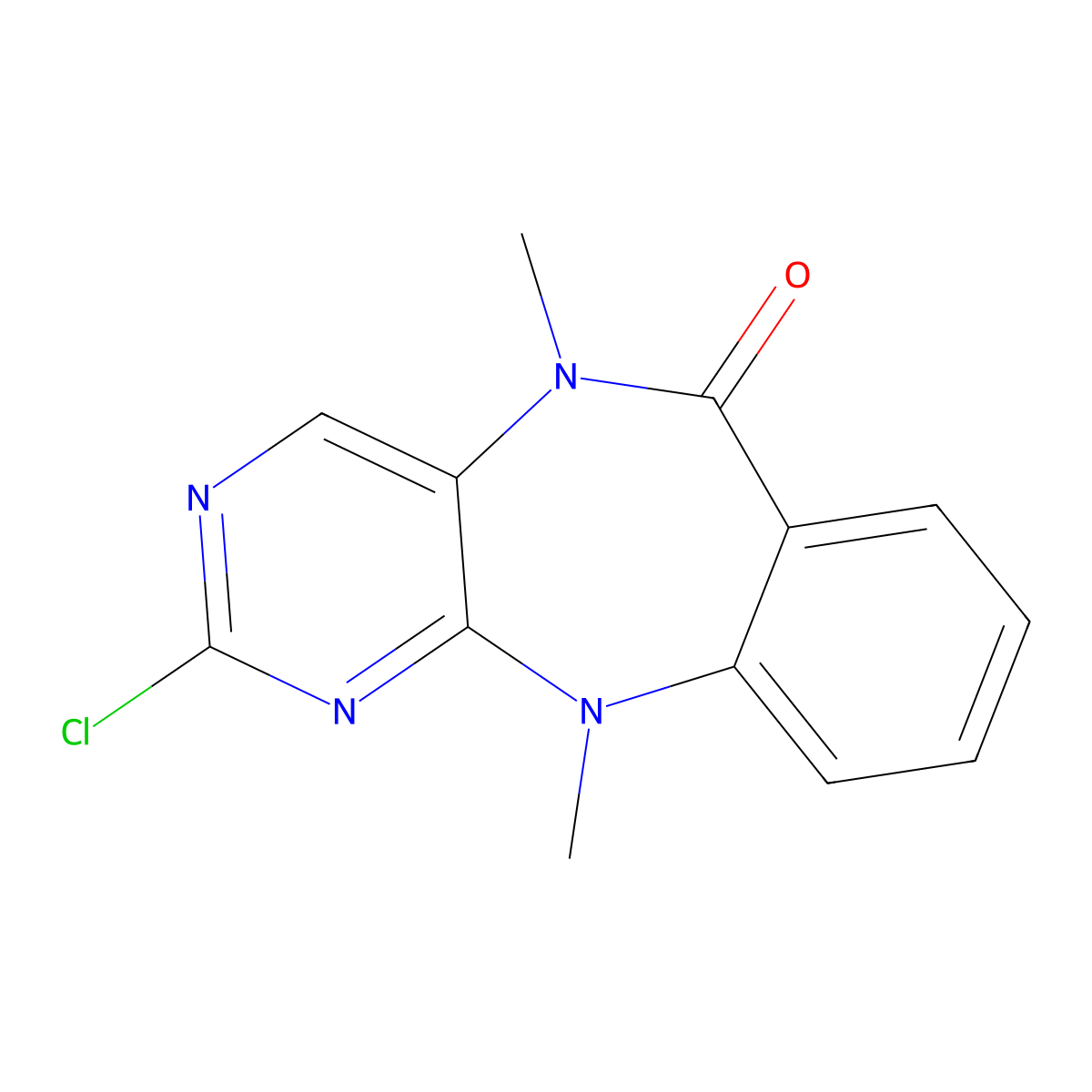 2-Chloro-5,11-dimethyl-5H-benzo[e]pyrimido[5,4-b][1,4]diazepin-6(11H)-one molecular structure, CAS 1234479-75-4