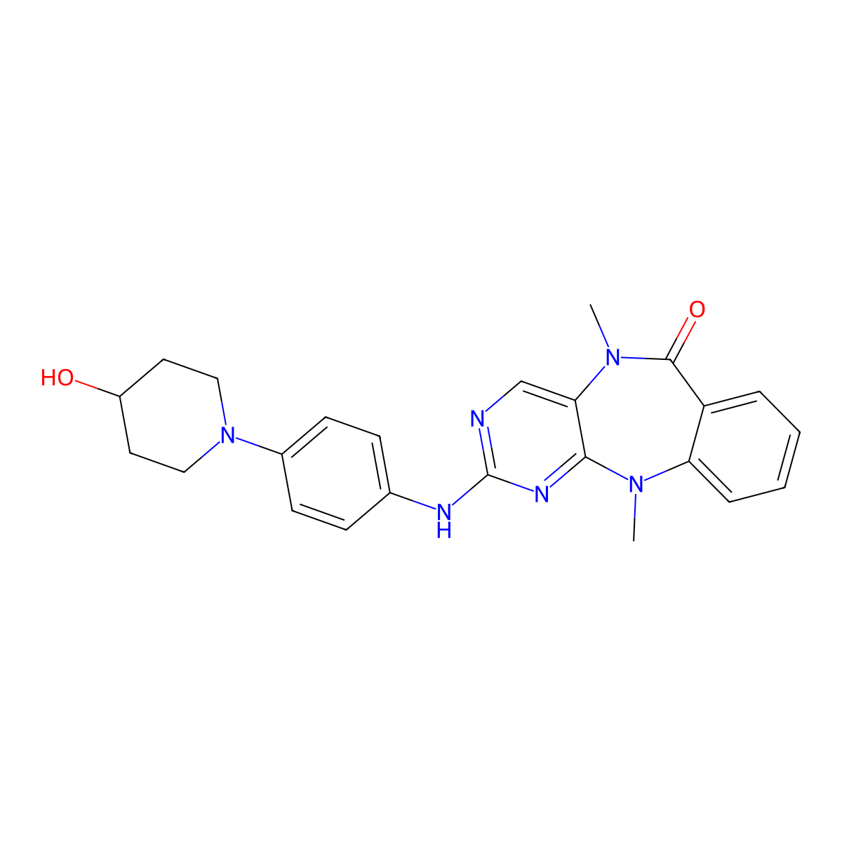 2-((4-(4-Hydroxypiperidin-1-Yl)phenyl)amino)-5,11-Dimethyl-5h-Benzo[e]pyrimido [5,4-B][1,4]diazepin-6(11h)-One molecular structure, CAS 1234481-08-3