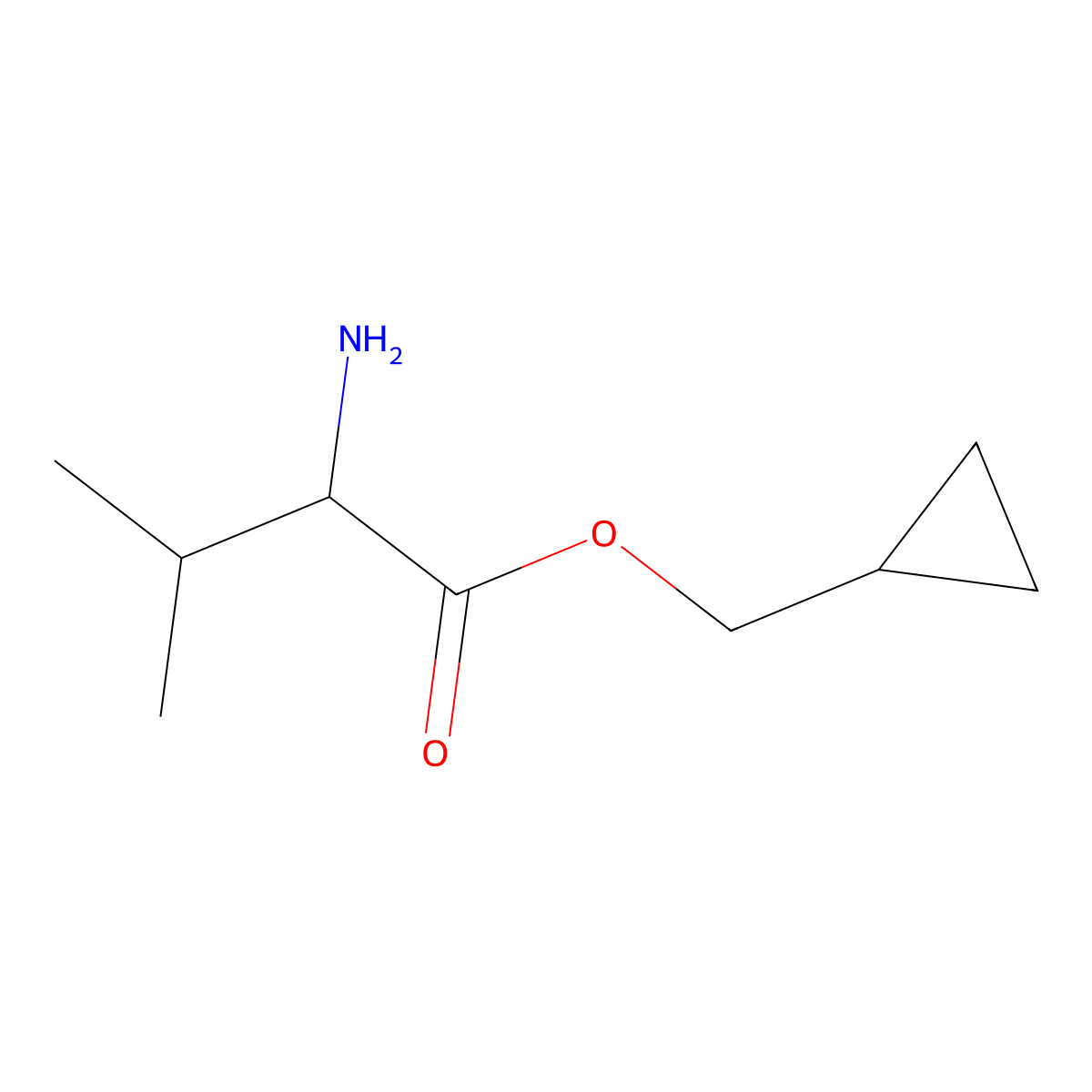 cyclopropylmethyl (2S)-2-amino-3-methylbutanoate molecular structure, CAS 1234492-02-4