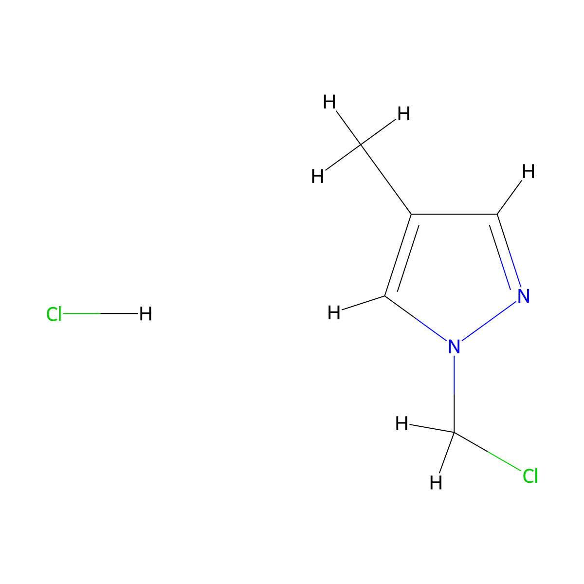 1-(chloromethyl)-4-methyl-1H-pyrazole hydrochloride molecular structure, CAS 123451-52-5