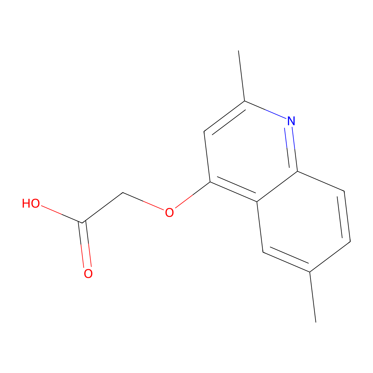 (2,6-Dimethyl-quinolin-4-yloxy)-acetic acid molecular structure, CAS 123452-94-8