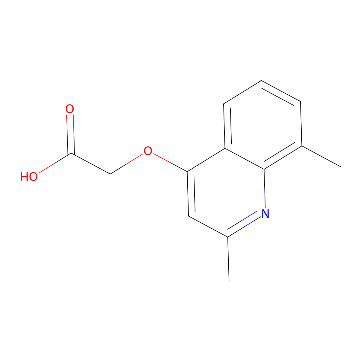 (2,8-Dimethyl-quinolin-4-yloxy)-acetic acid molecular structure, CAS 123452-95-9