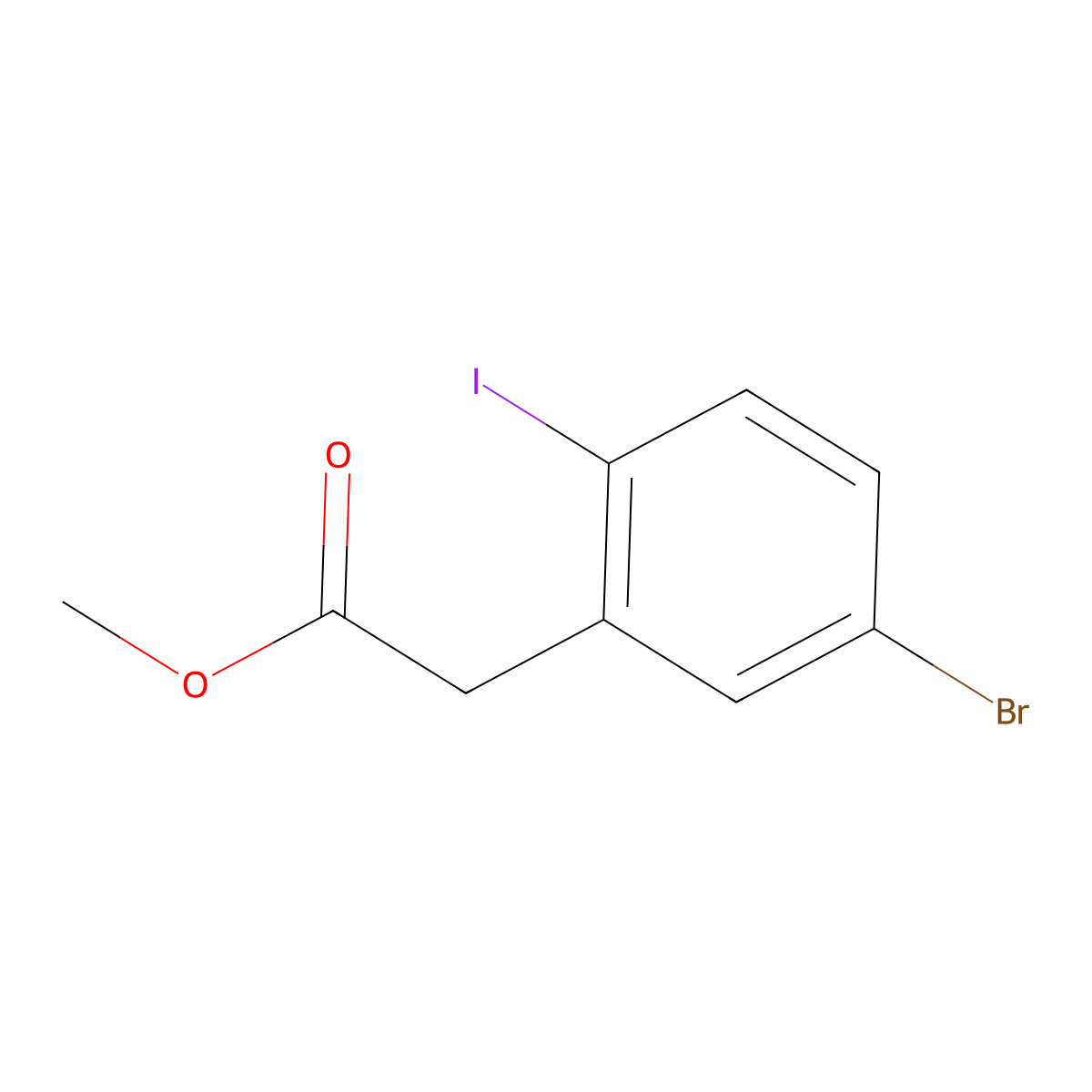 Methyl 2-(5-bromo-2-iodophenyl)acetate molecular structure, CAS 1234562-66-3