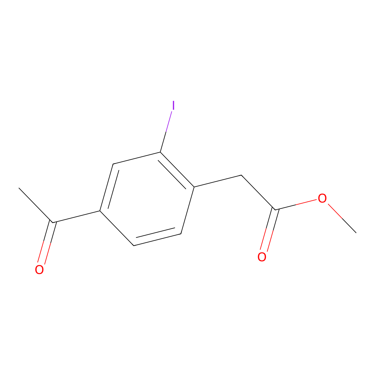 Methyl 2-(4-acetyl-2-iodophenyl)acetate molecular structure, CAS 1234562-69-6