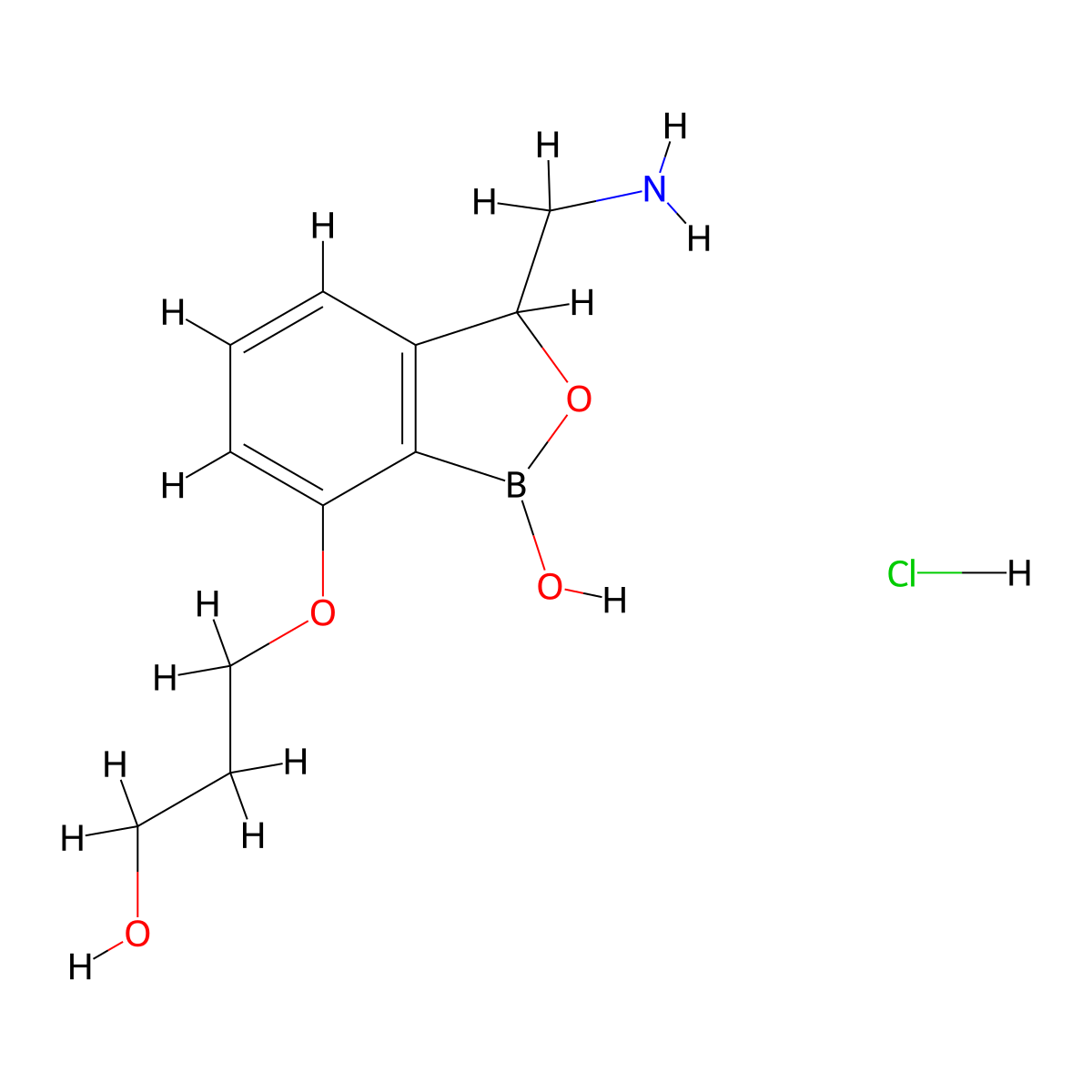 3-(Aminomethyl)-7-(3-hydroxypropoxy)-1,3-dihydro-2,1-benzoxaborol-1-ol hydrochloride molecular structure, CAS 1234563-14-4