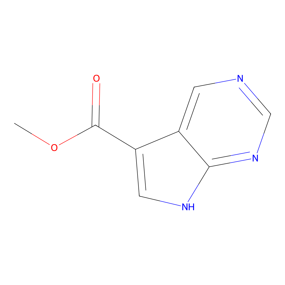 methyl 7H-pyrrolo(2,3-d)pyrimidine-5-carboxylate molecular structure, CAS 1234615-76-9