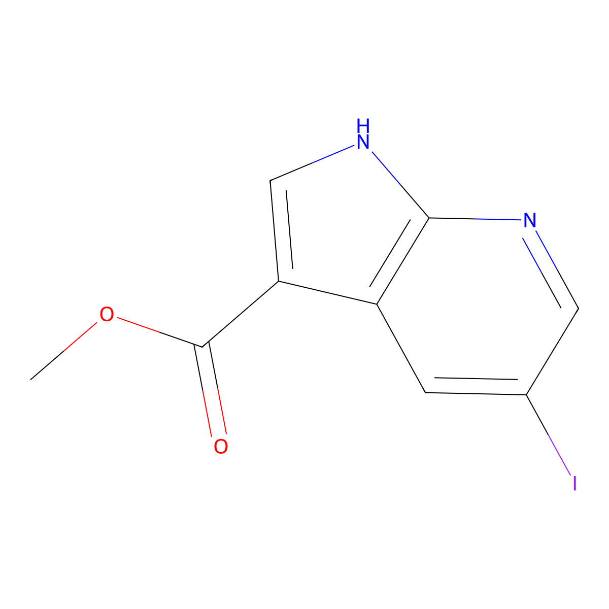 Methyl 5-iodo-1H-pyrrolo[2,3-B]pyridine-3-carboxylate molecular structure, CAS 1234615-78-1