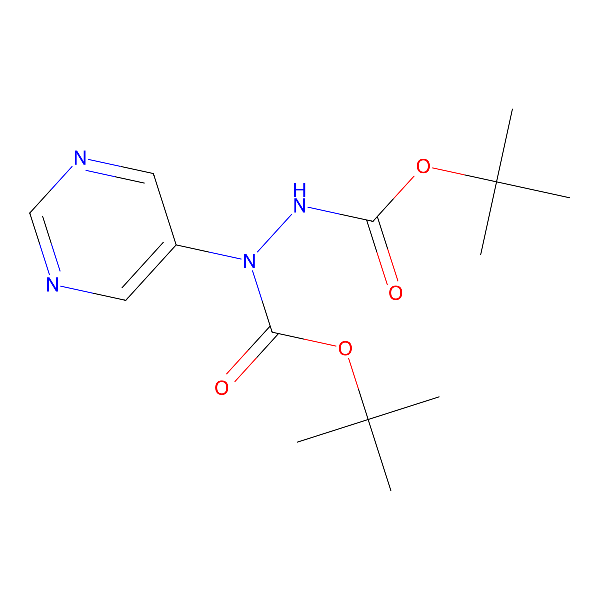 1,2-Bis(1,1-dimethylethyl) 1-(5-pyrimidinyl)-1,2-hydrazinedicarboxylate molecular structure, CAS 1234615-84-9