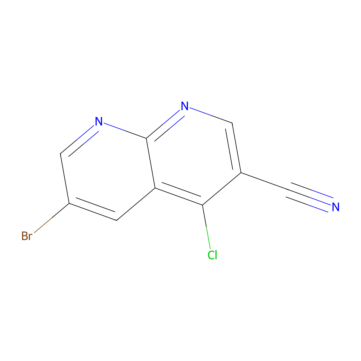 6-Bromo-4-chloro-1,8-naphthyridine-3-carbonitrile molecular structure, CAS 1234615-92-9