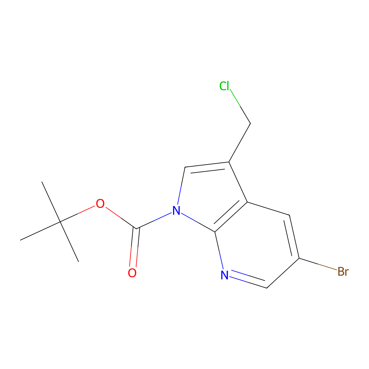 Tert-butyl 5-bromo-3-(chloromethyl)pyrrolo[2,3-b]pyridine-1-carboxylate molecular structure, CAS 1234616-42-2