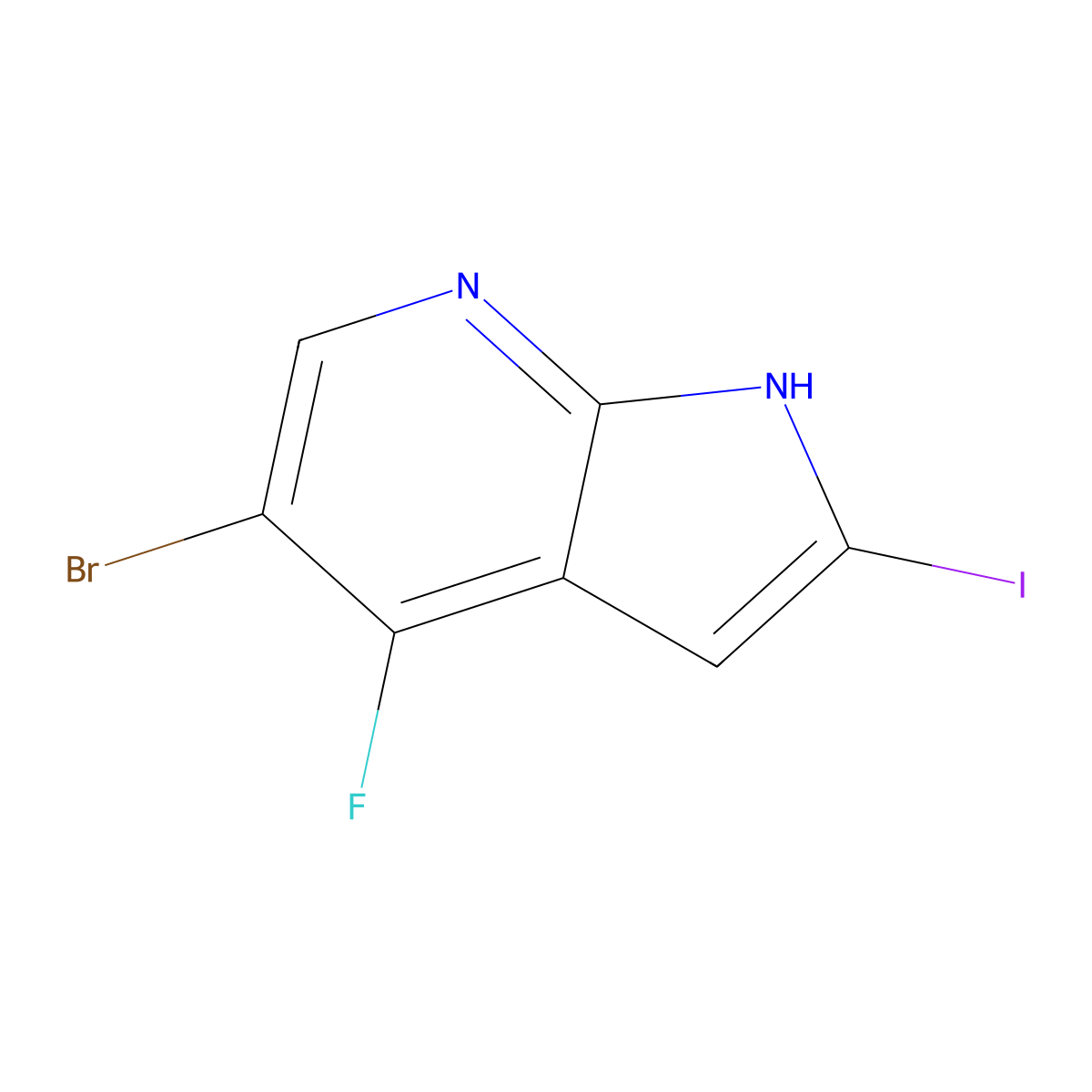 5-Bromo-4-fluoro-2-iodo-1H-pyrrolo[2,3-B]pyridine molecular structure, CAS 1234616-48-8