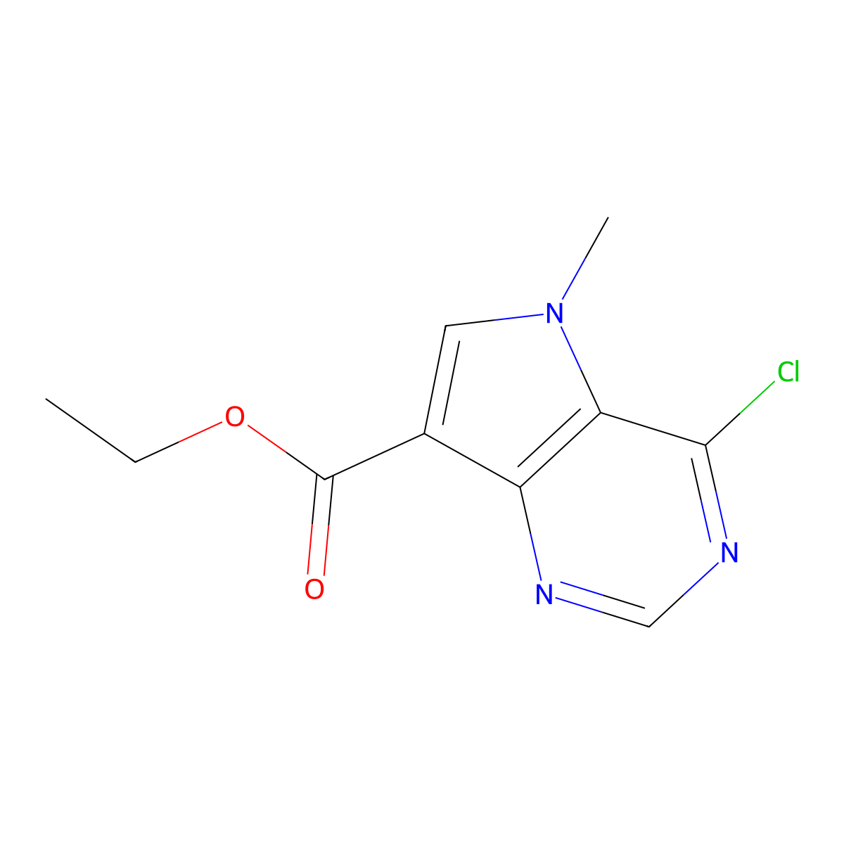 Ethyl 4-chloro-5-methyl-5H-pyrrolo[3,2-d]pyrimidine-7-carboxylate molecular structure, CAS 1234616-53-5