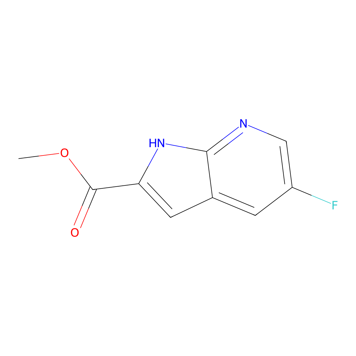 Methyl 5-fluoro-1H-pyrrolo[2,3-B]pyridine-2-carboxylate molecular structure, CAS 1234616-72-8