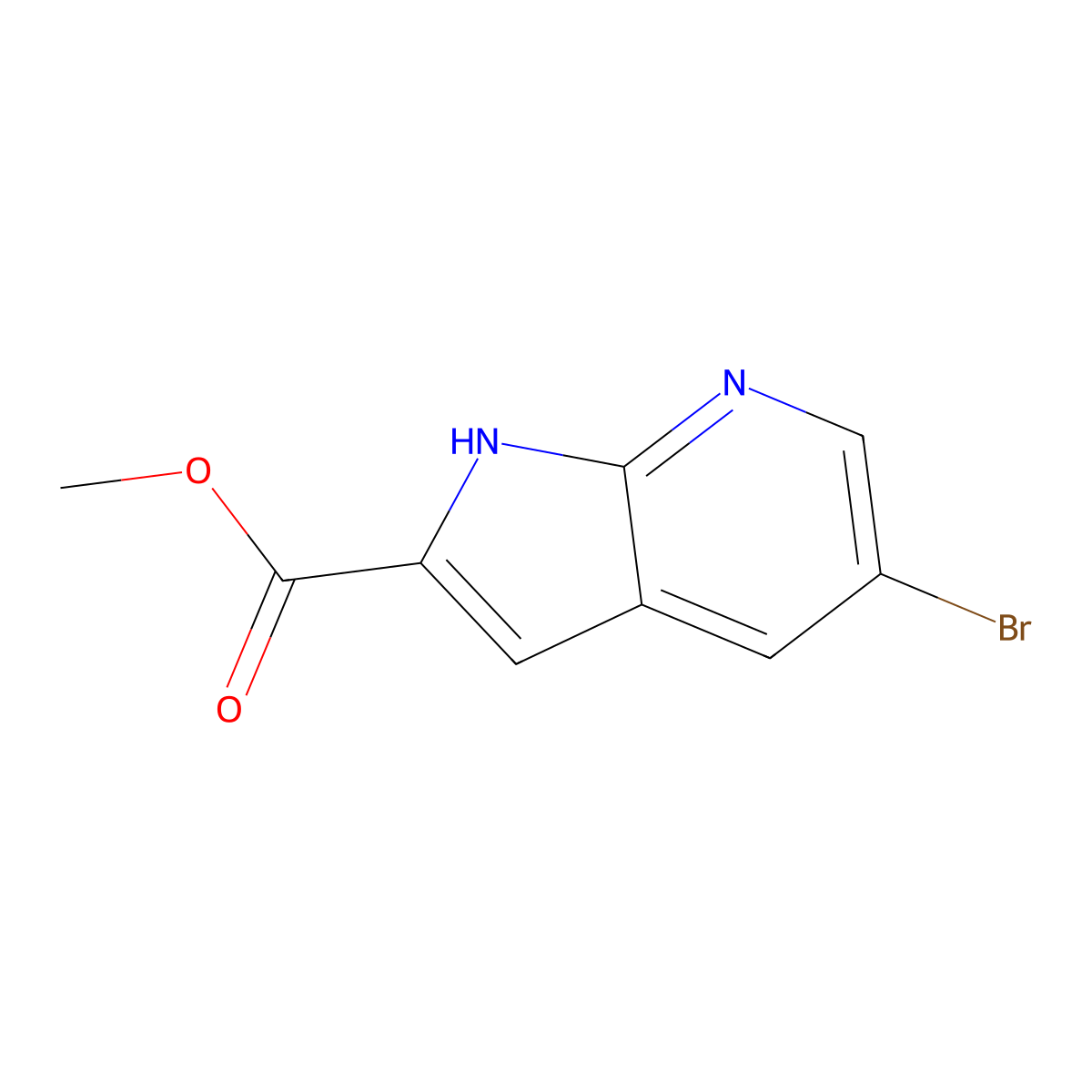 Methyl 5-bromo-1H-pyrrolo(2,3-b)pyridine-2-carboxylate molecular structure, CAS 1234616-83-1