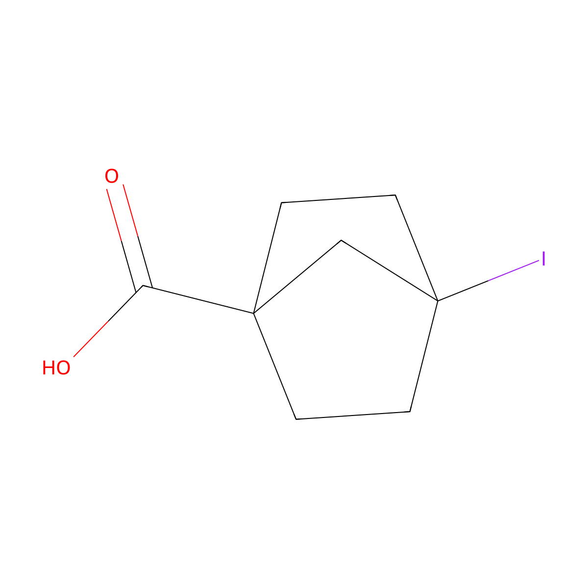 4-Iodobicyclo[2.2.1]heptane-1-carboxylic acid molecular structure, CAS 123463-13-8