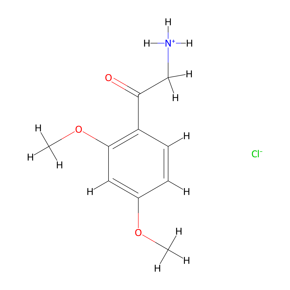 2-(2,4-Dimethoxyphenyl)-2-oxoethan-1-aminium chloride molecular structure, CAS 123464-63-1