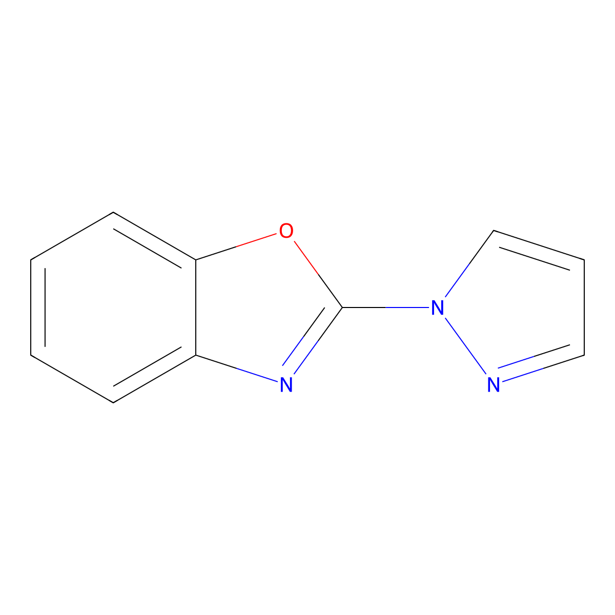 2-(1H-pyrazol-1-yl)benzo[d]oxazole molecular structure, CAS 123464-71-1