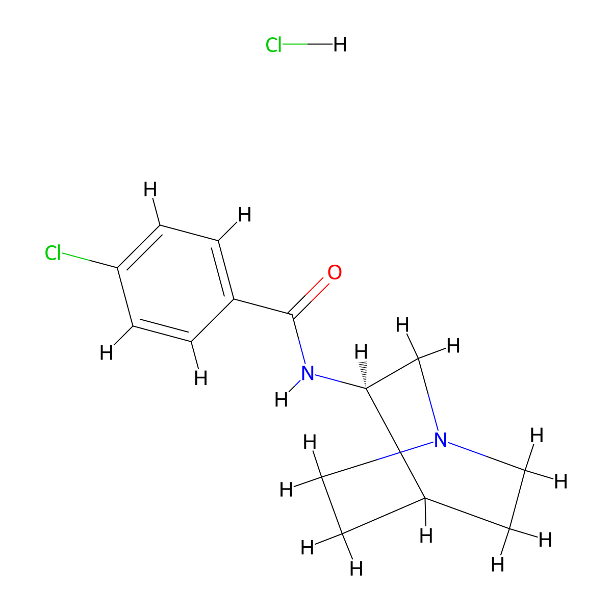 Benzamide, N-(3R)-1-azabicyclo(2.2.2)oct-3-yl-4-chloro-, hydrochloride (1:1) molecular structure, CAS 123464-89-1