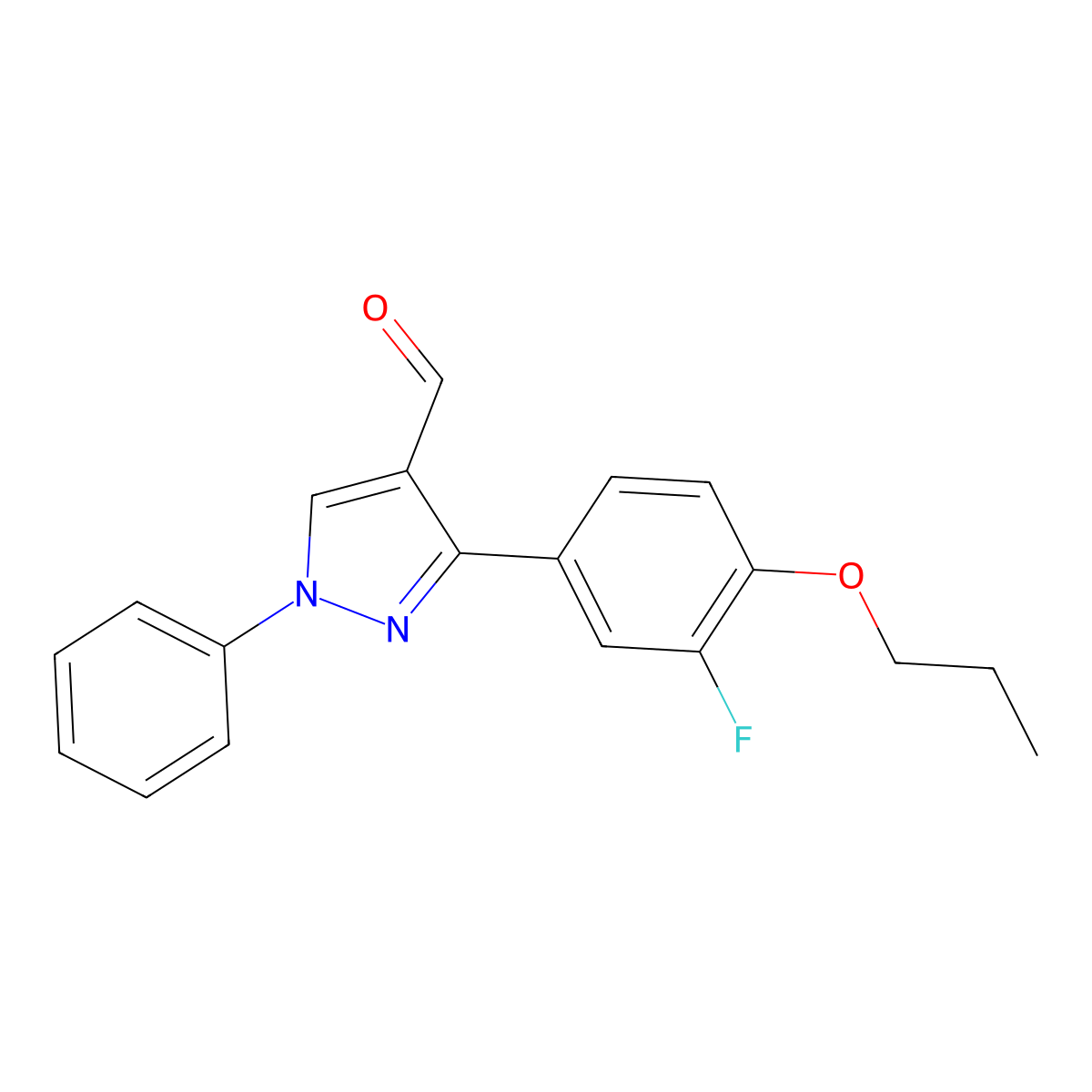 3-(3-fluoro-4-propoxyphenyl)-1-phenyl-1H-pyrazole-4-carbaldehyde molecular structure, CAS 1234691-91-8