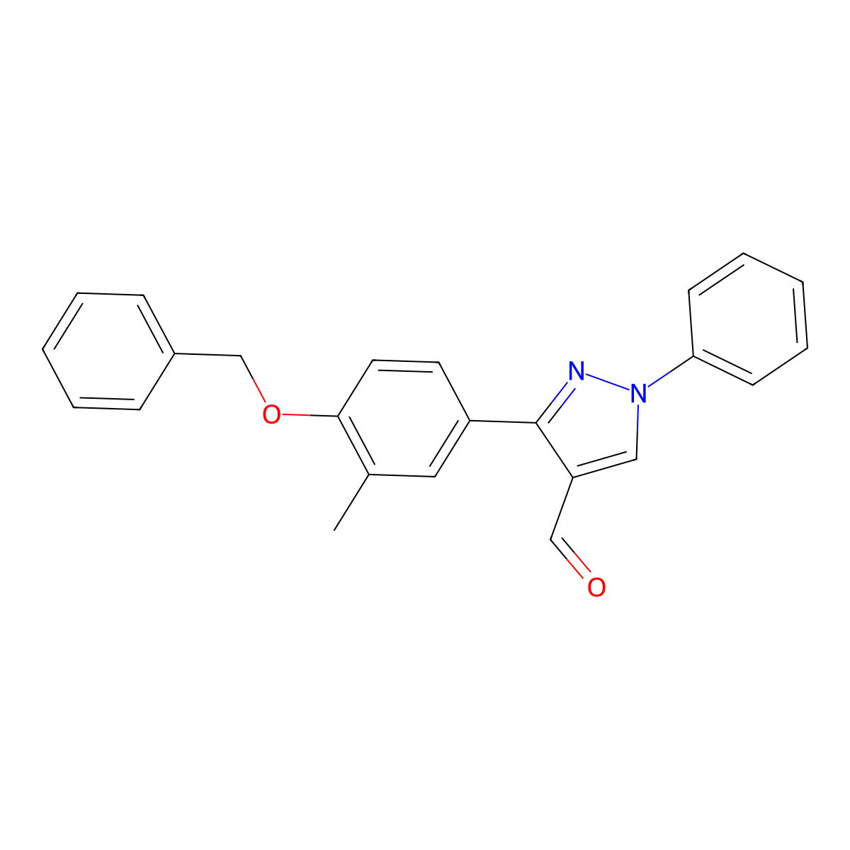3-[4-(benzyloxy)-3-methylphenyl]-1-phenyl-1H-pyrazole-4-carbaldehyde molecular structure, CAS 1234691-92-9