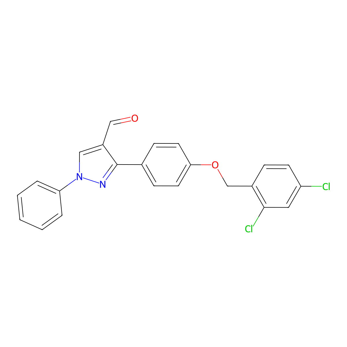3-{4-[(2,4-dichlorophenyl)methoxy]phenyl}-1-phenyl-1H-pyrazole-4-carbaldehyde molecular structure, CAS 1234691-94-1
