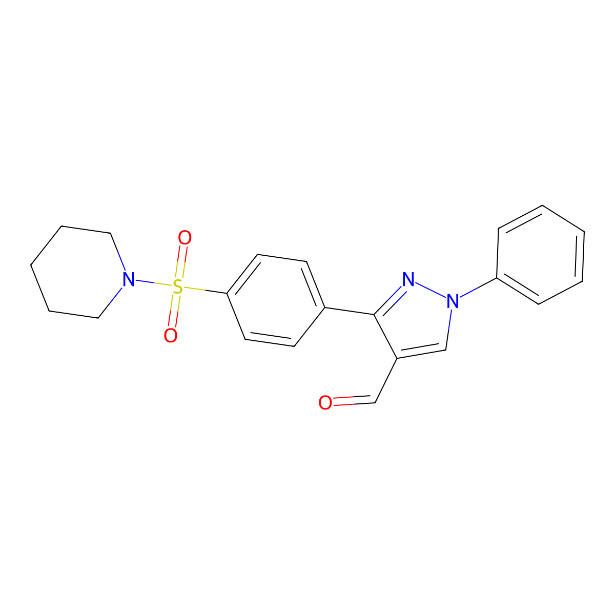1-Phenyl-3-[4-(piperidylsulfonyl)phenyl]pyrazole-4-carbaldehyde molecular structure, CAS 1234691-99-6