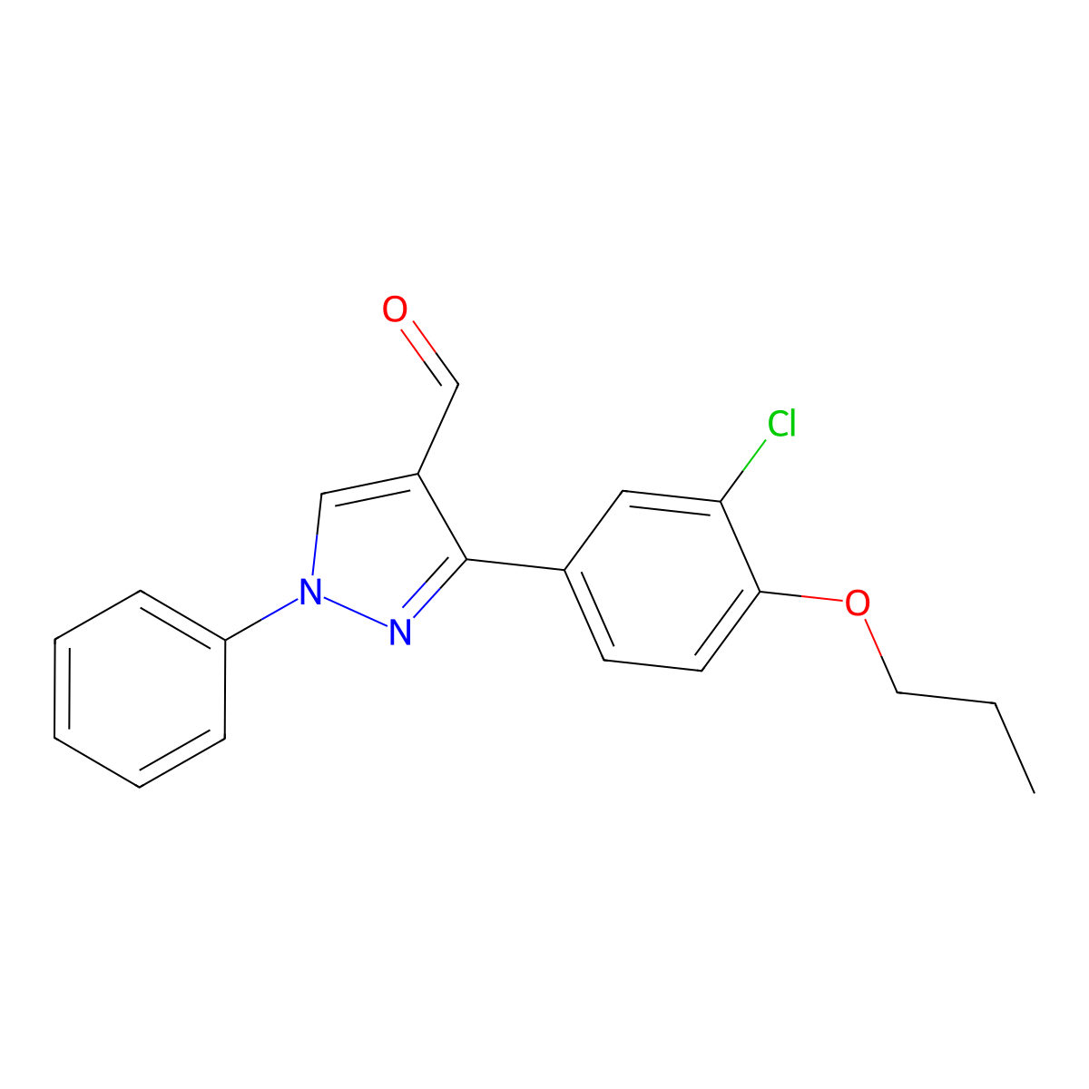 3-(3-chloro-4-propoxyphenyl)-1-phenyl-1H-pyrazole-4-carbaldehyde molecular structure, CAS 1234692-01-3