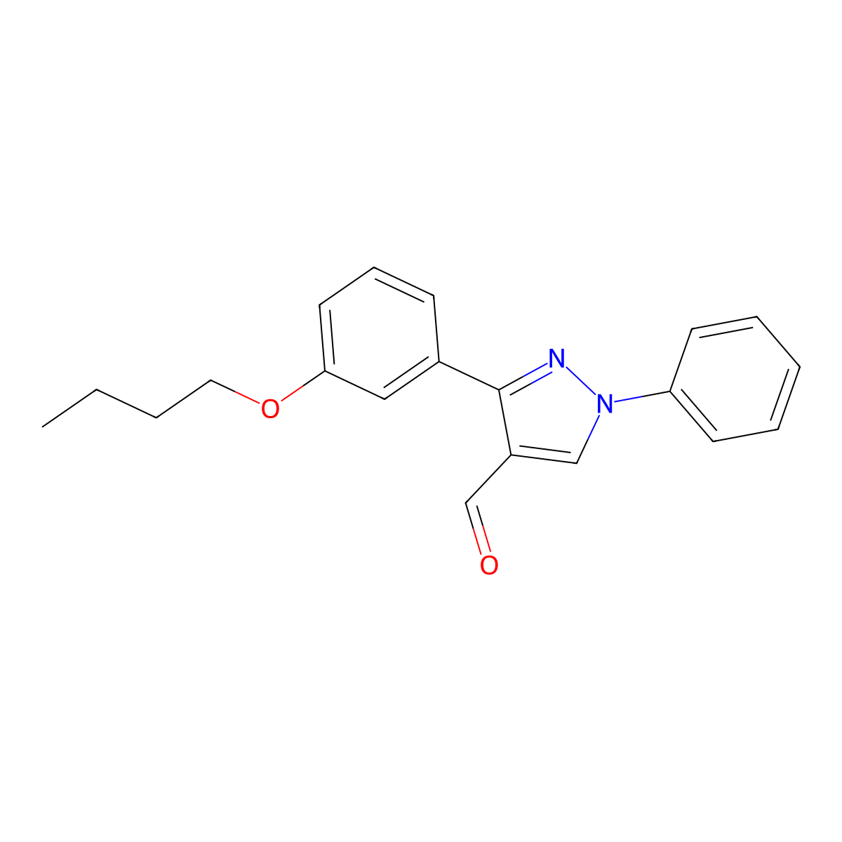 3-(3-butoxyphenyl)-1-phenyl-1H-pyrazole-4-carbaldehyde molecular structure, CAS 1234692-02-4