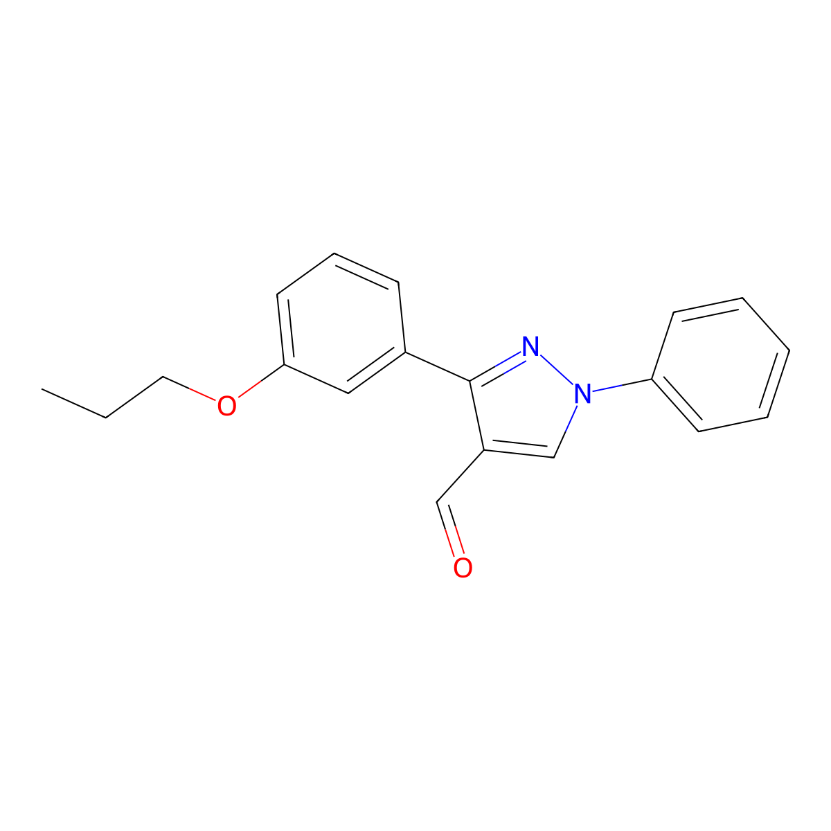 1-phenyl-3-(3-propoxyphenyl)-1H-pyrazole-4-carbaldehyde molecular structure, CAS 1234692-21-7