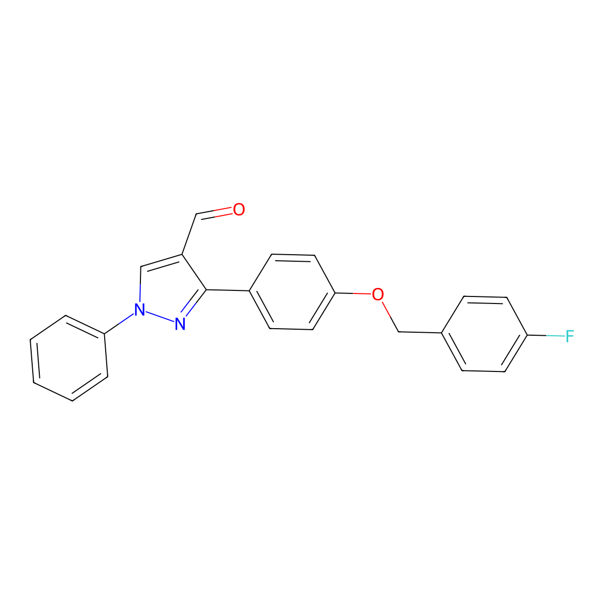 3-{4-[(4-fluorophenyl)methoxy]phenyl}-1-phenyl-1H-pyrazole-4-carbaldehyde molecular structure, CAS 1234692-23-9