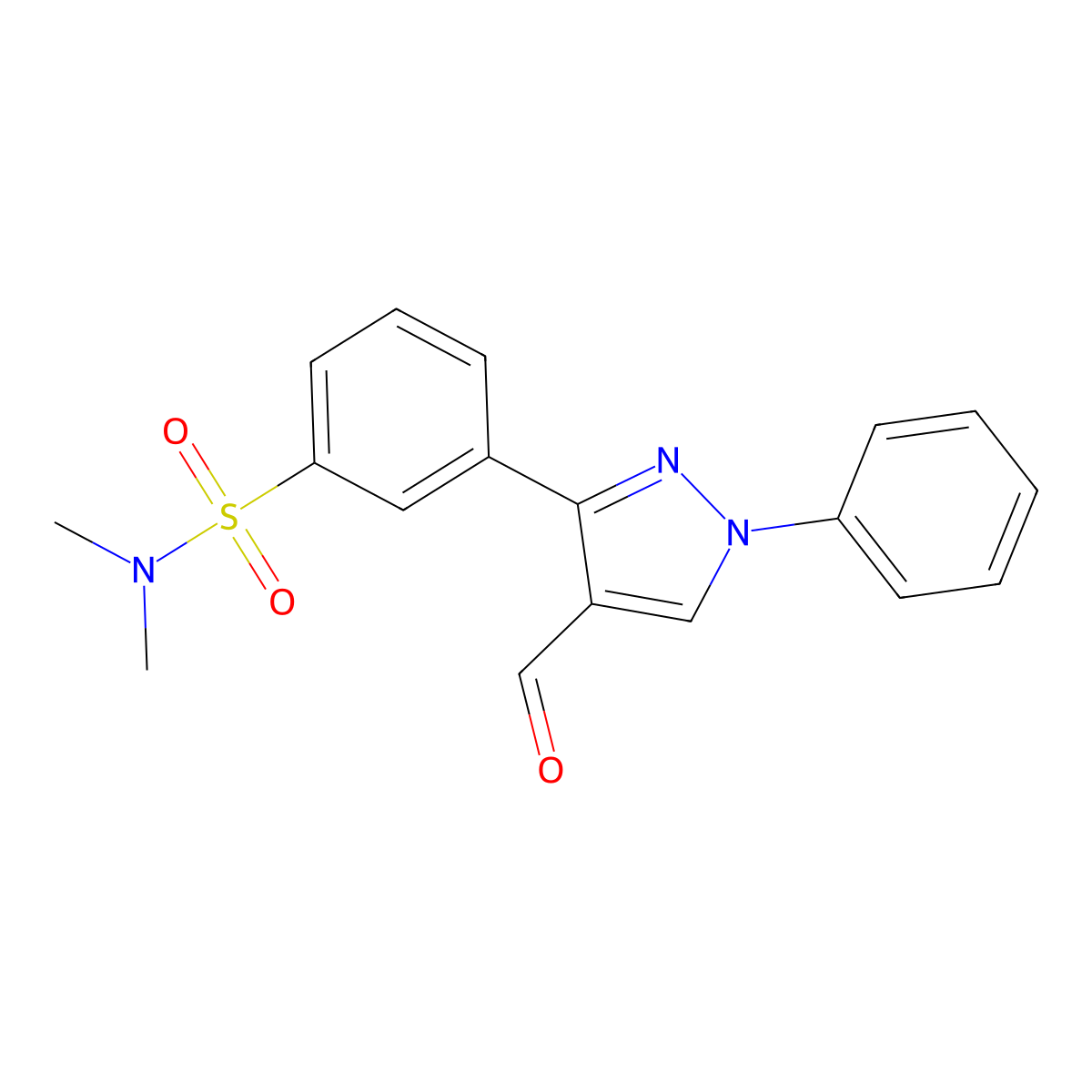 3-{3-[(Dimethylamino)sulfonyl]phenyl}-1-phenylpyrazole-4-carbaldehyde molecular structure, CAS 1234692-24-0