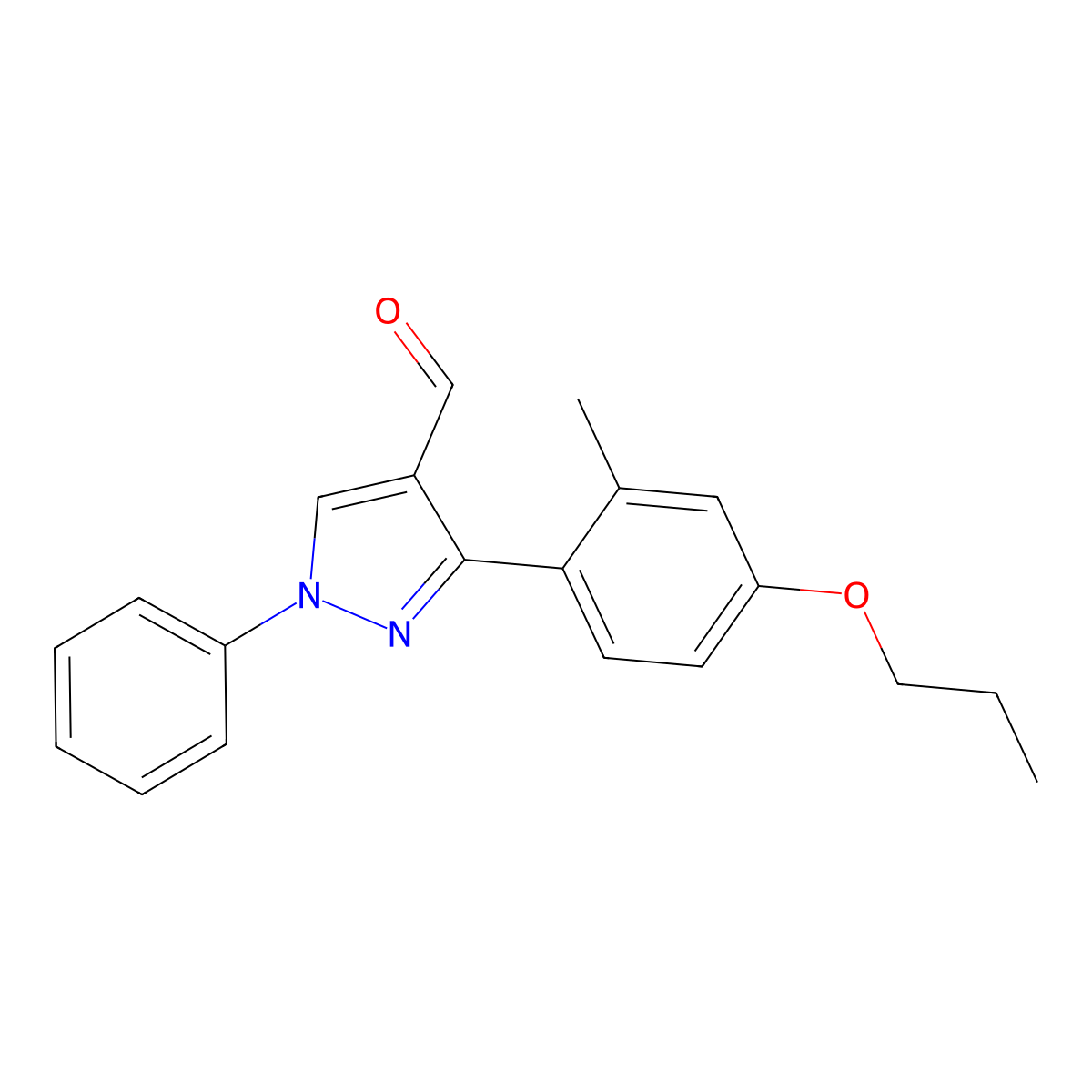 3-(2-methyl-4-propoxyphenyl)-1-phenyl-1H-pyrazole-4-carbaldehyde molecular structure, CAS 1234692-25-1
