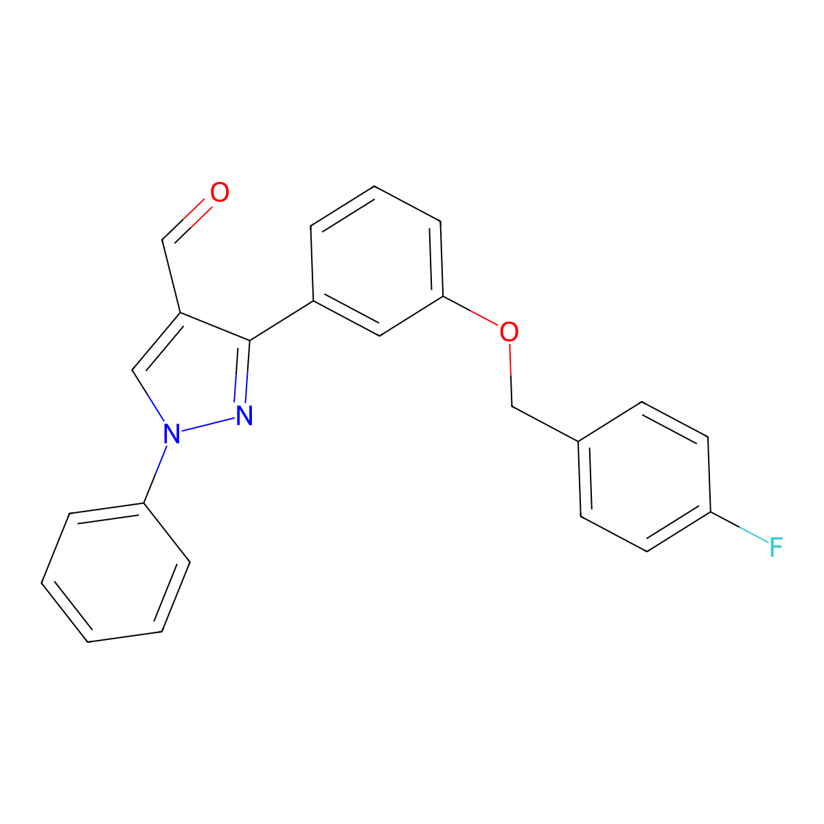 3-{3-[(4-fluorophenyl)methoxy]phenyl}-1-phenyl-1H-pyrazole-4-carbaldehyde molecular structure, CAS 1234692-26-2