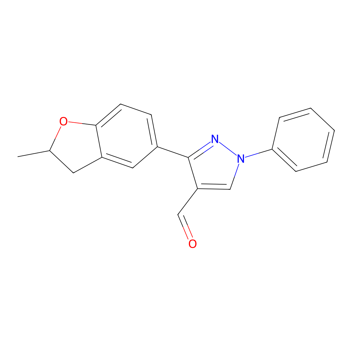3-(2-methyl-2,3-dihydro-1-benzofuran-5-yl)-1-phenyl-1H-pyrazole-4-carbaldehyde molecular structure, CAS 1234692-30-8