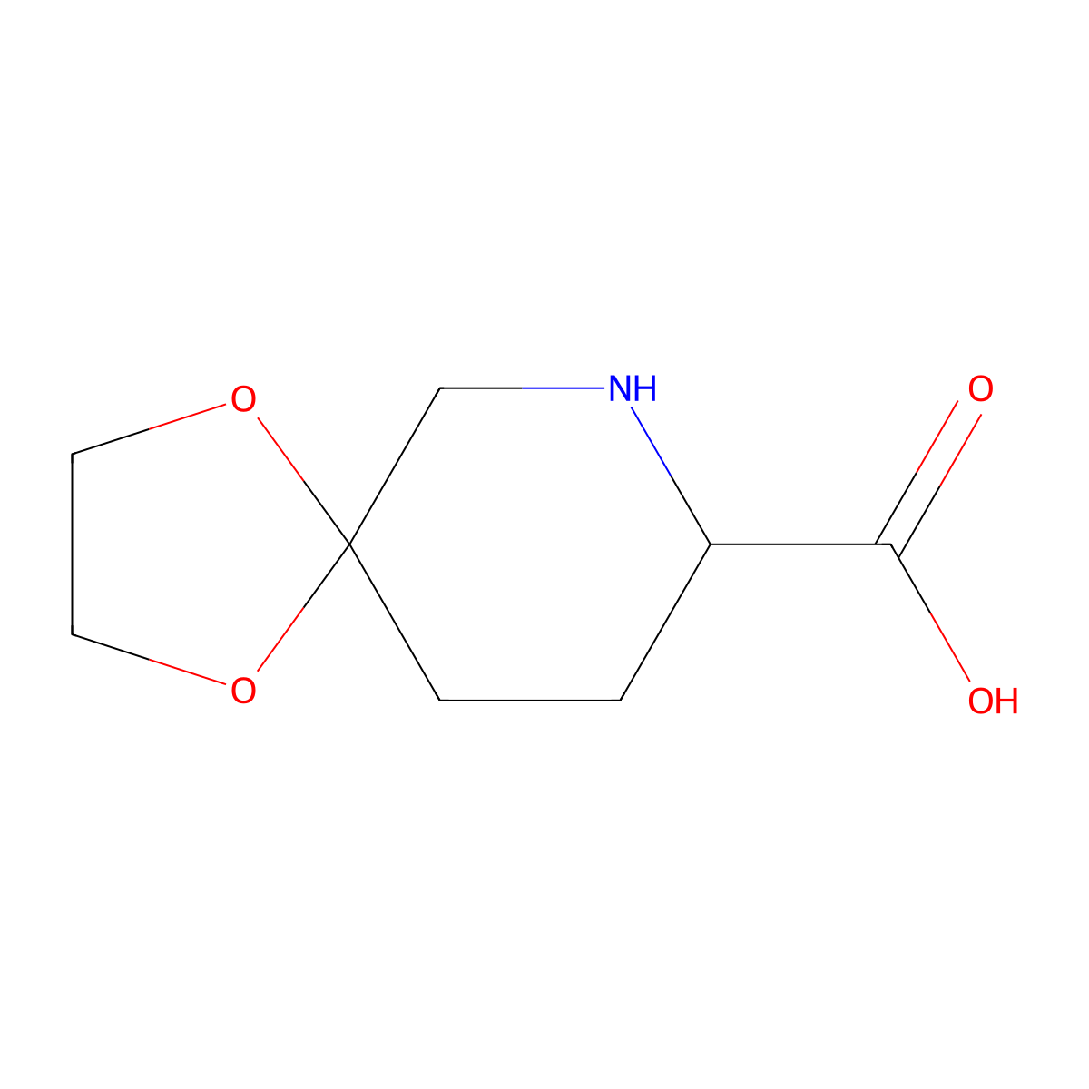 (8S)-1,4-dioxa-9-azaspiro[4.5]decane-8-carboxylic acid molecular structure, CAS 1234692-61-5