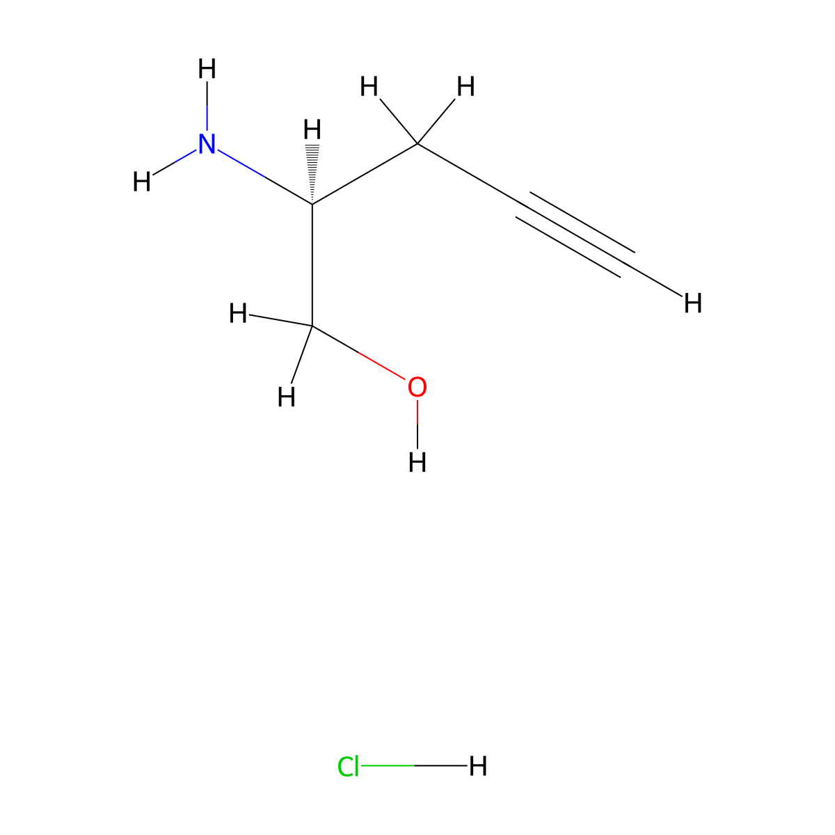 (2S)-2-Aminopent-4-YN-1-OL hydrochloride molecular structure, CAS 1234692-74-0