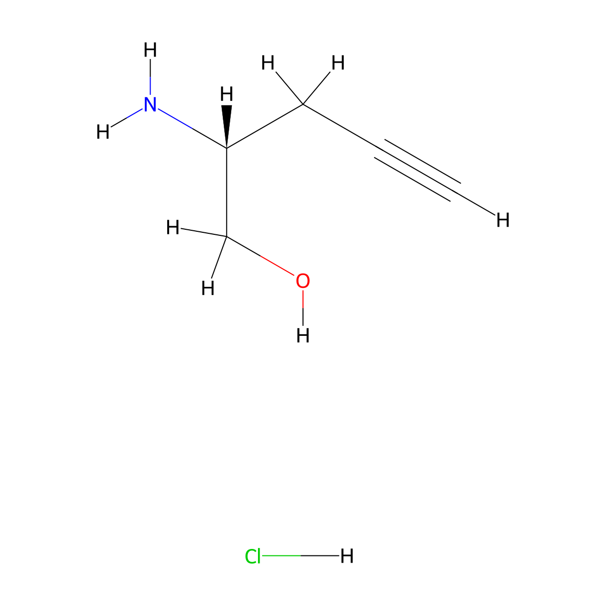 (R)-propargylglycinol hydrochloride molecular structure, CAS 1234692-76-2