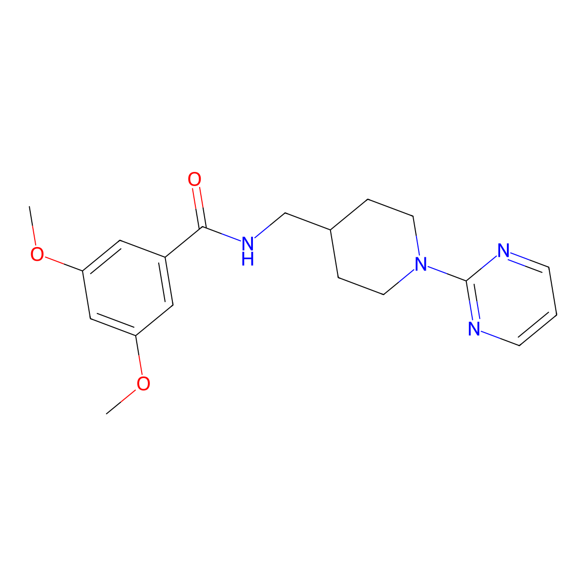 3,5-dimethoxy-N-{[1-(pyrimidin-2-yl)piperidin-4-yl]methyl}benzamide molecular structure, CAS 1234785-97-7