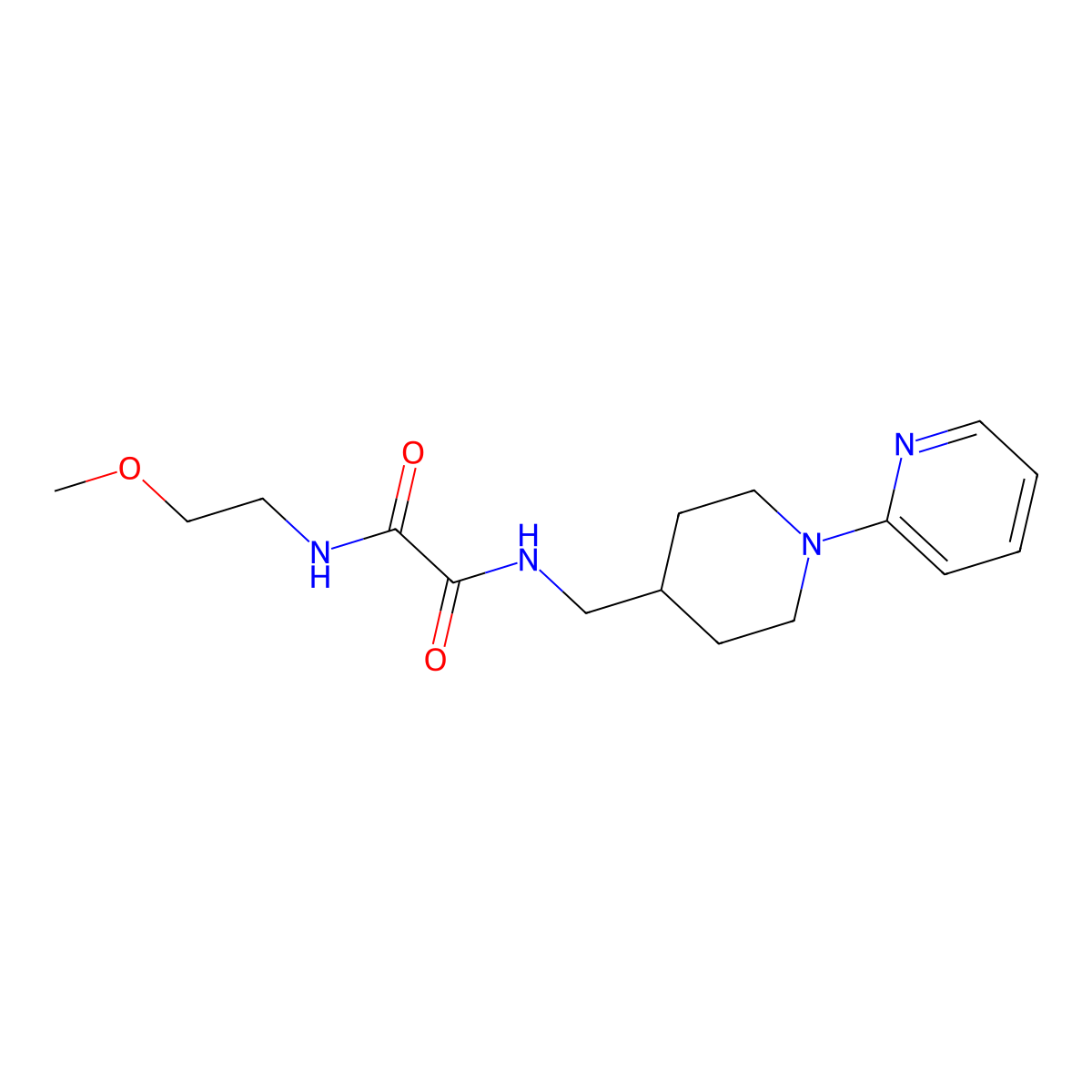 N1-(2-methoxyethyl)-N2-((1-(pyridin-2-yl)piperidin-4-yl)methyl)oxalamide molecular structure, CAS 1234788-14-7