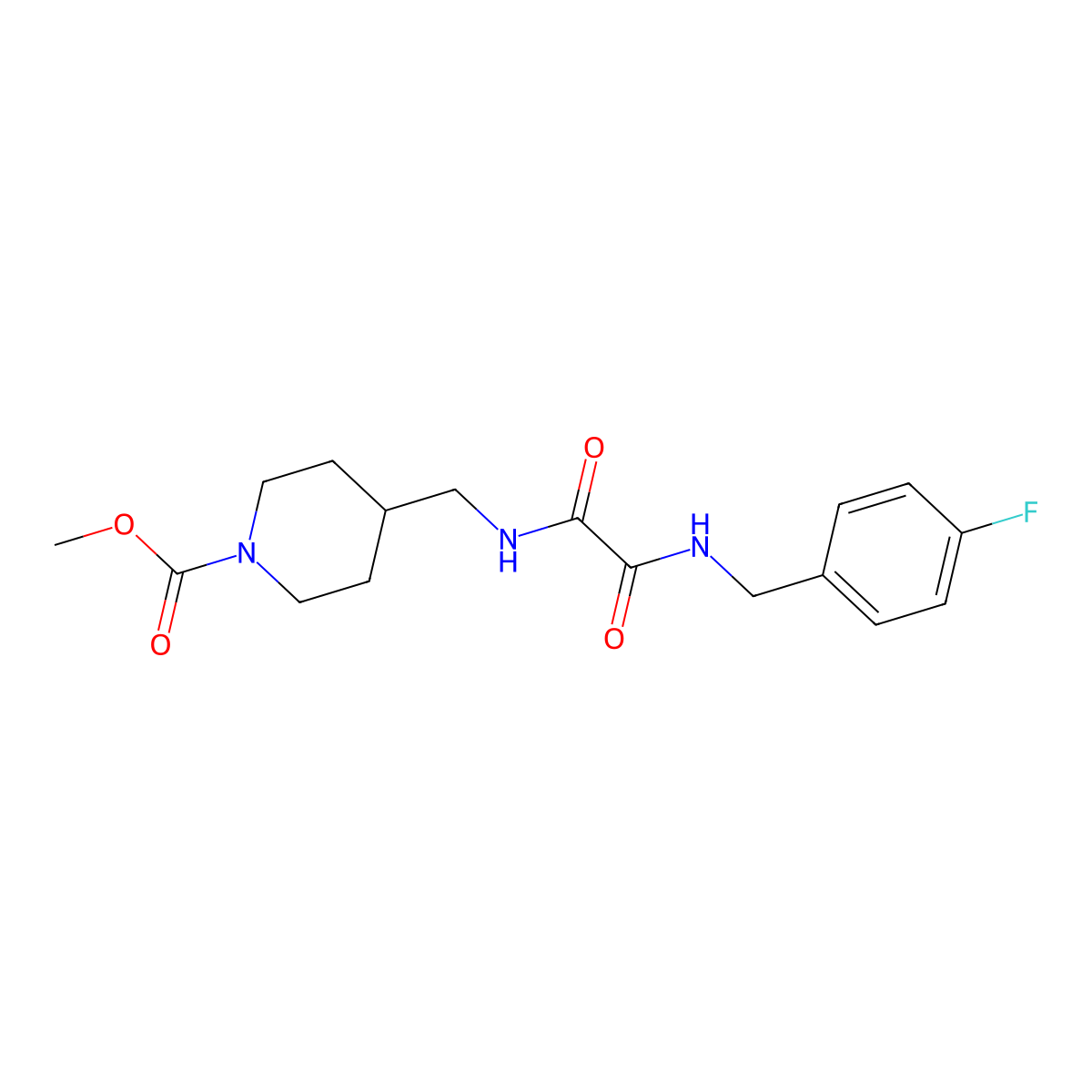 Methyl 4-((2-((4-fluorobenzyl)amino)-2-oxoacetamido)methyl)piperidine-1-carboxylate molecular structure, CAS 1234788-30-7
