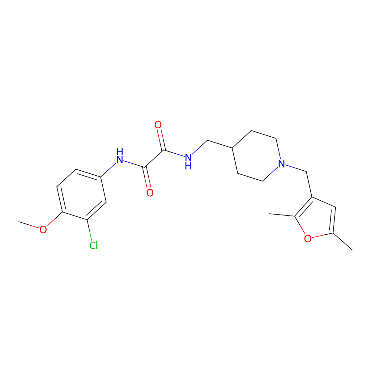 N1-(3-chloro-4-methoxyphenyl)-N2-((1-((2,5-dimethylfuran-3-yl)methyl)piperidin-4-yl)methyl)oxalamide molecular structure, CAS 1234789-14-0
