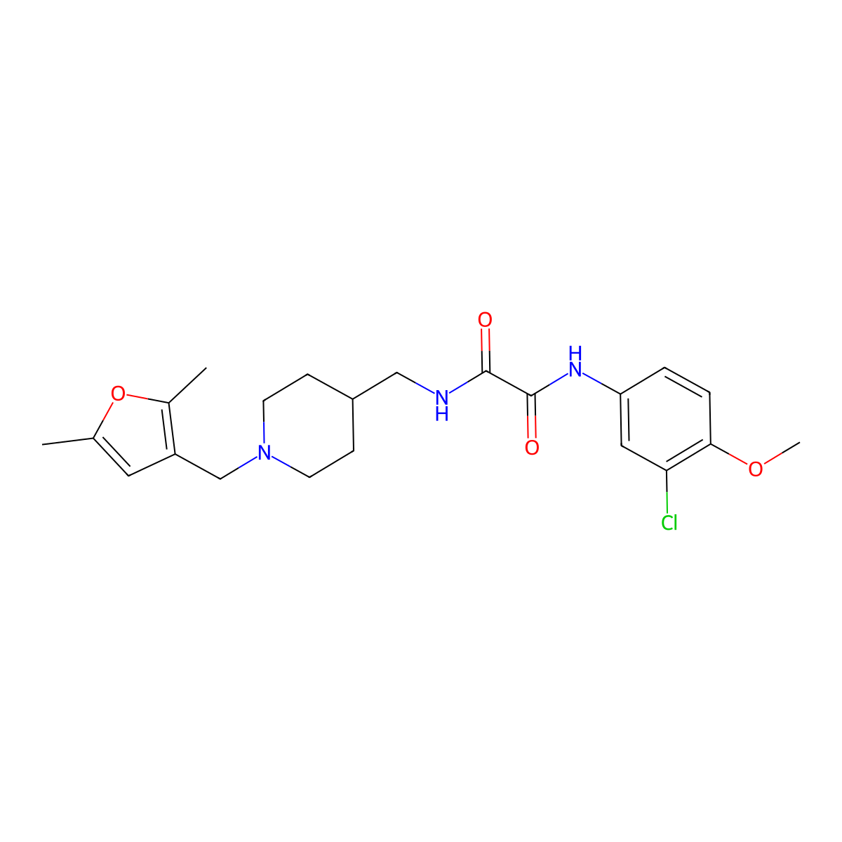 N1-(3-chloro-4-methoxyphenyl)-N2-((1-((2,5-dimethylfuran-3-yl)methyl)piperidin-4-yl)methyl)oxalamide molecular structure, CAS 1234789-14-0