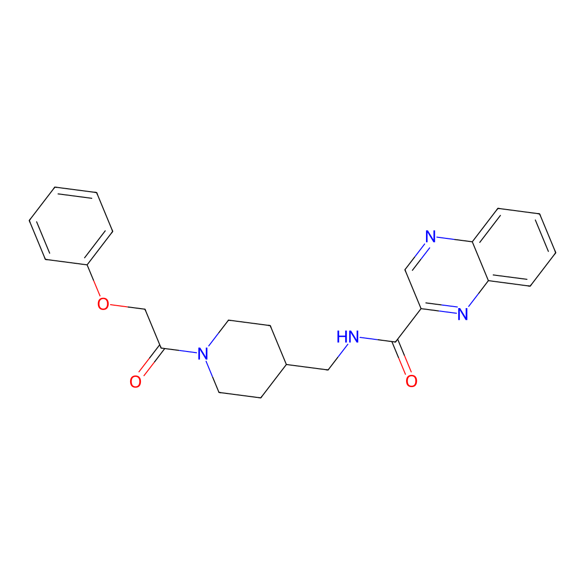 N-((1-(2-phenoxyacetyl)piperidin-4-yl)methyl)quinoxaline-2-carboxamide molecular structure, CAS 1234791-67-3