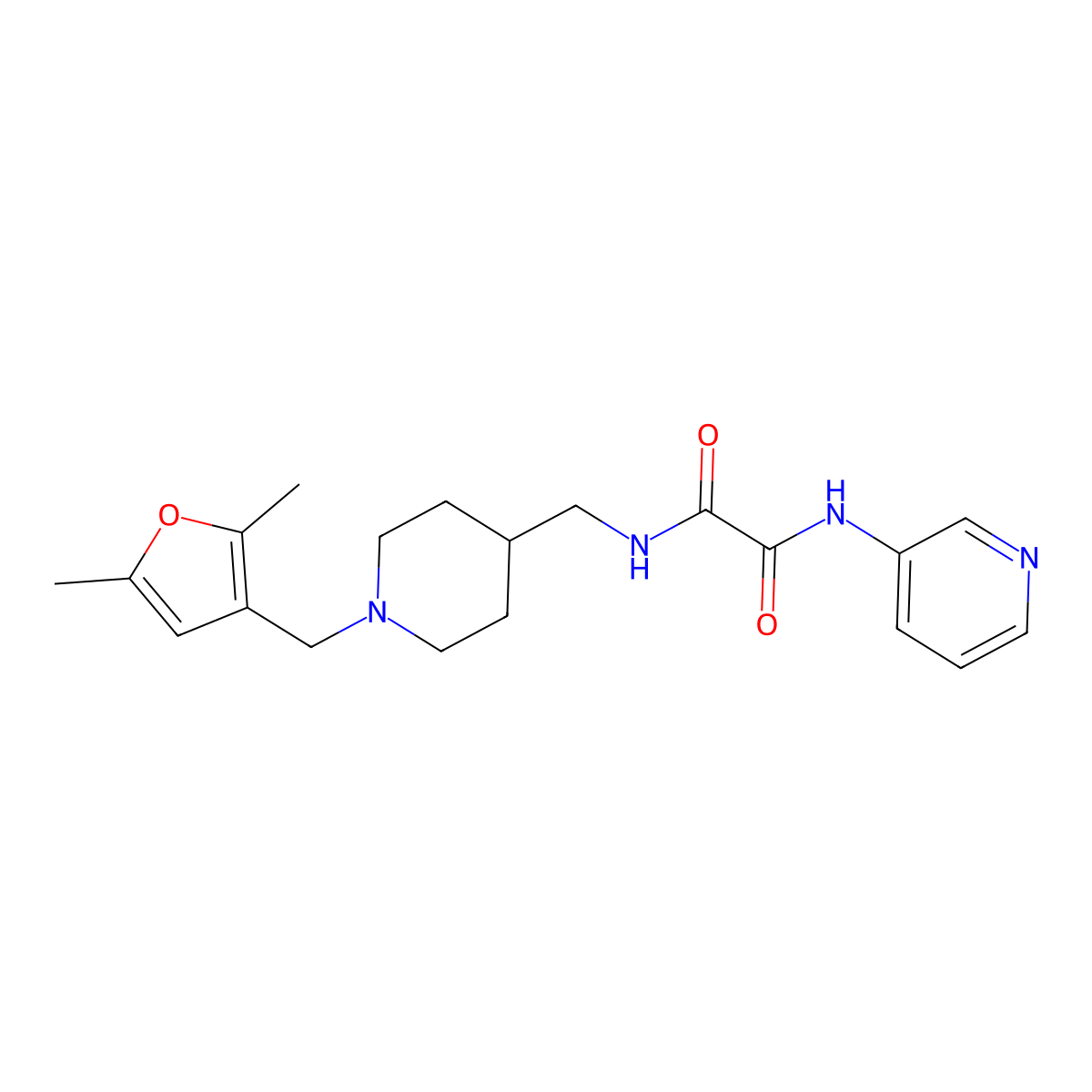N1-((1-((2,5-dimethylfuran-3-yl)methyl)piperidin-4-yl)methyl)-N2-(pyridin-3-yl)oxalamide molecular structure, CAS 1234794-75-2