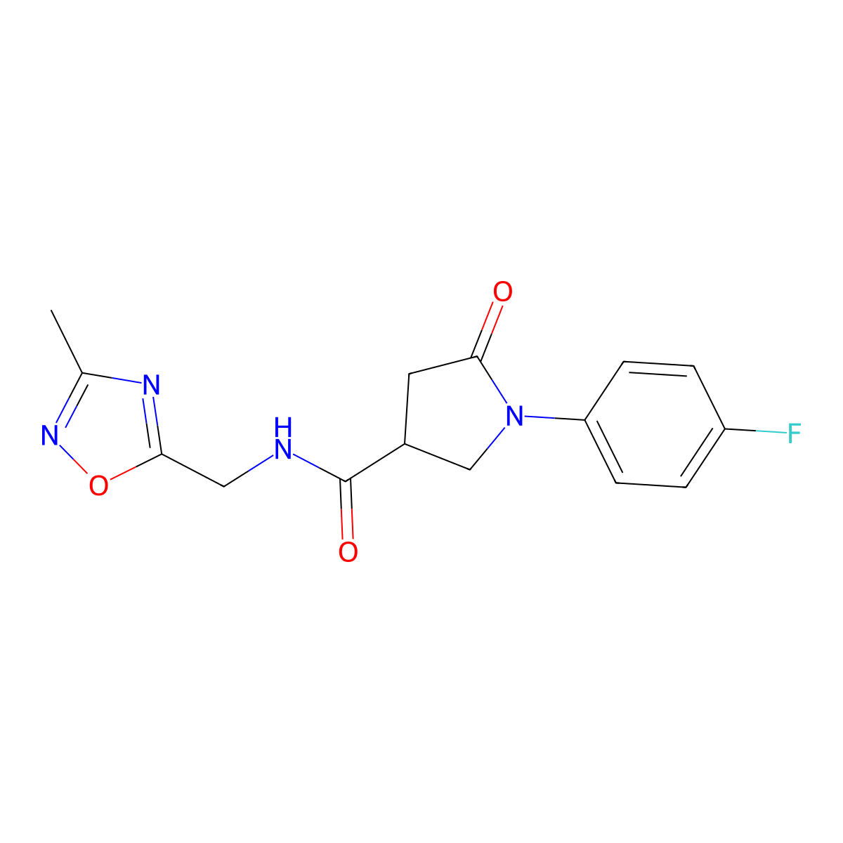1-(4-fluorophenyl)-N-[(3-methyl-1,2,4-oxadiazol-5-yl)methyl]-5-oxopyrrolidine-3-carboxamide molecular structure, CAS 1234795-26-6