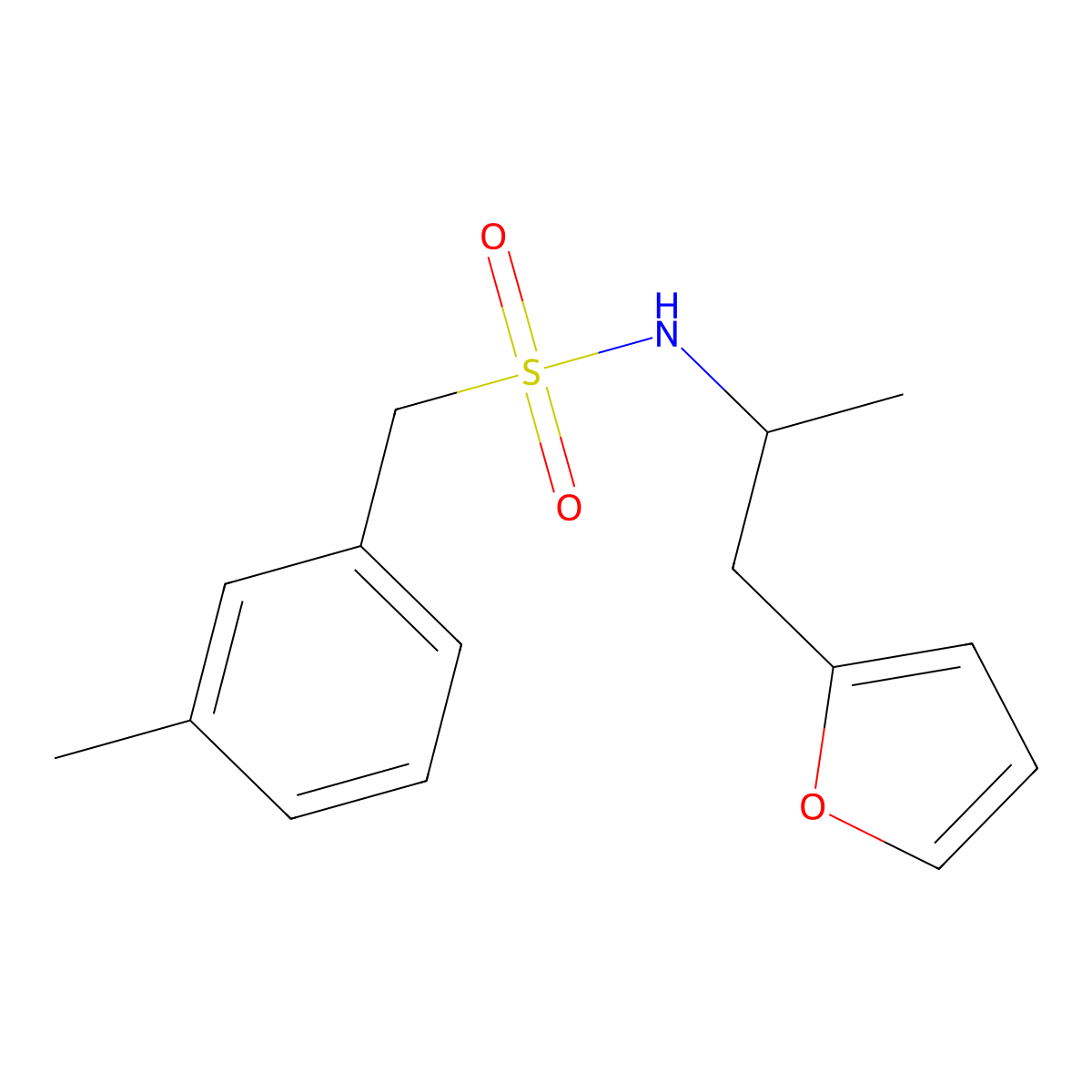 N-(1-(furan-2-yl)propan-2-yl)-1-(m-tolyl)methanesulfonamide molecular structure, CAS 1234795-59-5