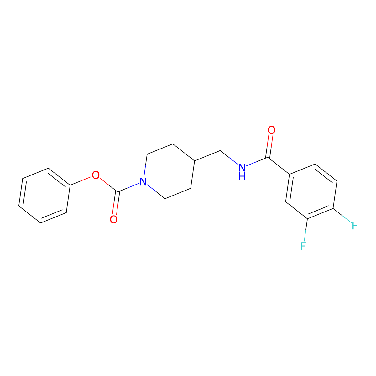 Phenyl 4-((3,4-difluorobenzamido)methyl)piperidine-1-carboxylate molecular structure, CAS 1234799-94-0